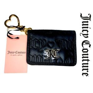 JUICY COUTURE  Pink League Card Case Key Fob Wallet In Liquorice